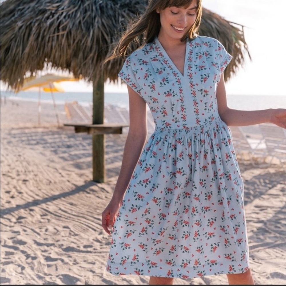 Gal Meets Glam Cecily Blue Floral Dress Size 10